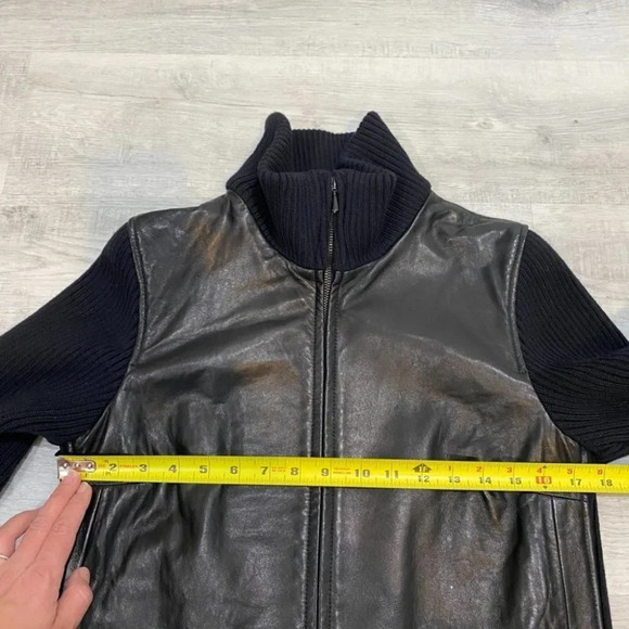 Identify 100% Leather Knit Fitted  Jacket with Mock Cowl Neck 🇨🇦 Made - Picture 11 of 17